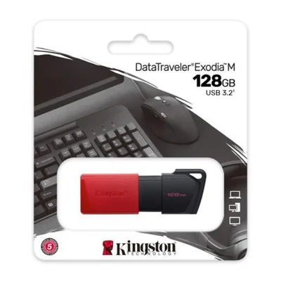 Kingston 128GB USB3.2 Data Traveler EXODIA M SIYAH/KIRMIZI DTXM/128GB - Resim 1