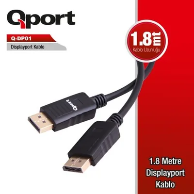 Qport Q-DP01 1.8m Display Port Kablo - Resim 1